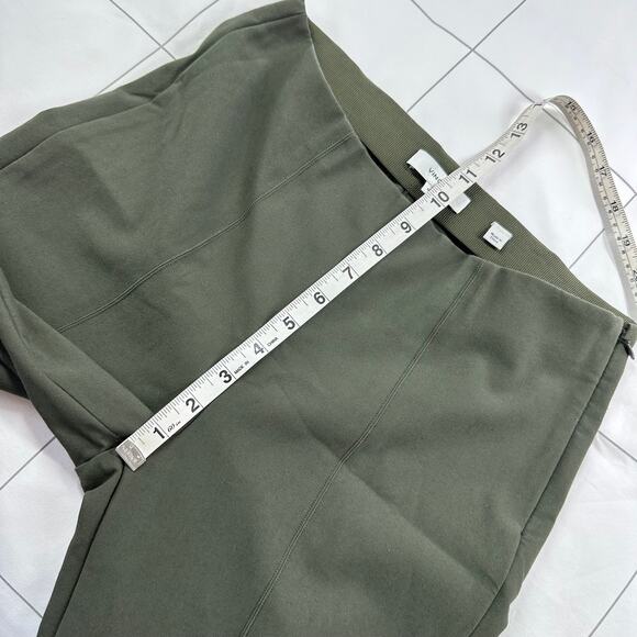 Vince Pants Womens Medium Green Front Seam Ponte Stretch Ankle Slit Side Zip - Picture 11 of 14